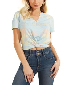 Embellished Twist-Hem Cotton T-Shirt