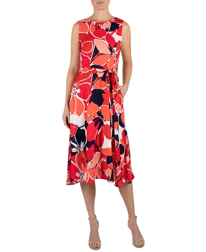 Donna Ricco Printed Fit & Flare Dress - Macy's