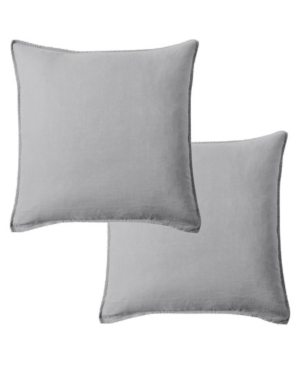 Levtex Washed Linen Relaxed Solid 2-pack Decorative Pillow Cover, 20" X 20" In Gray