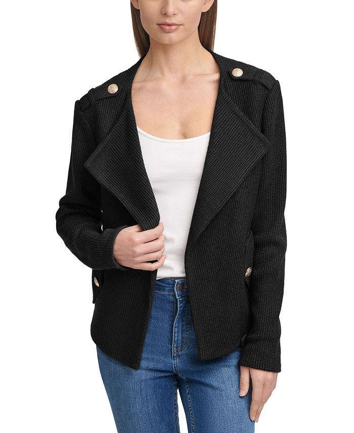Calvin Klein Waffle Knit Open Jacket Macy s
