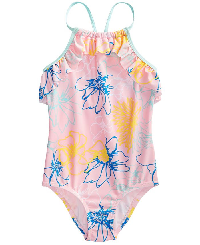 Ideology Toddler & Little Girls Floral-Print Ruffle Swimsuit, Created ...