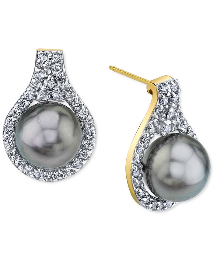 Macy's black pearl earrings top