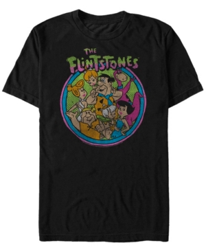 Fifth Sun Men's The Flintstones Happy Family Short Sleeve T-shirt In Black