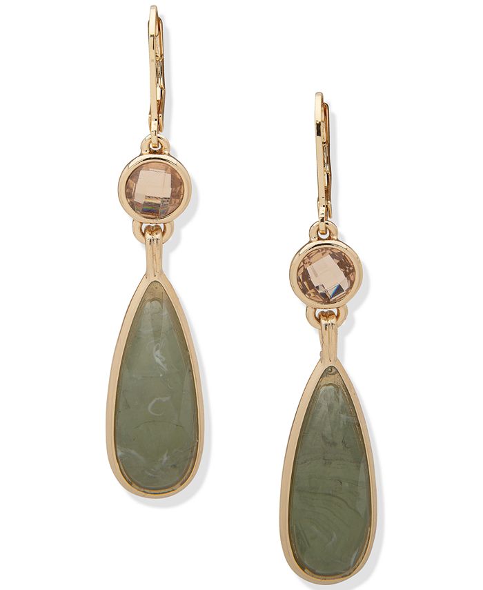 Anne Klein GoldTone Stone Drop Earrings Macy's