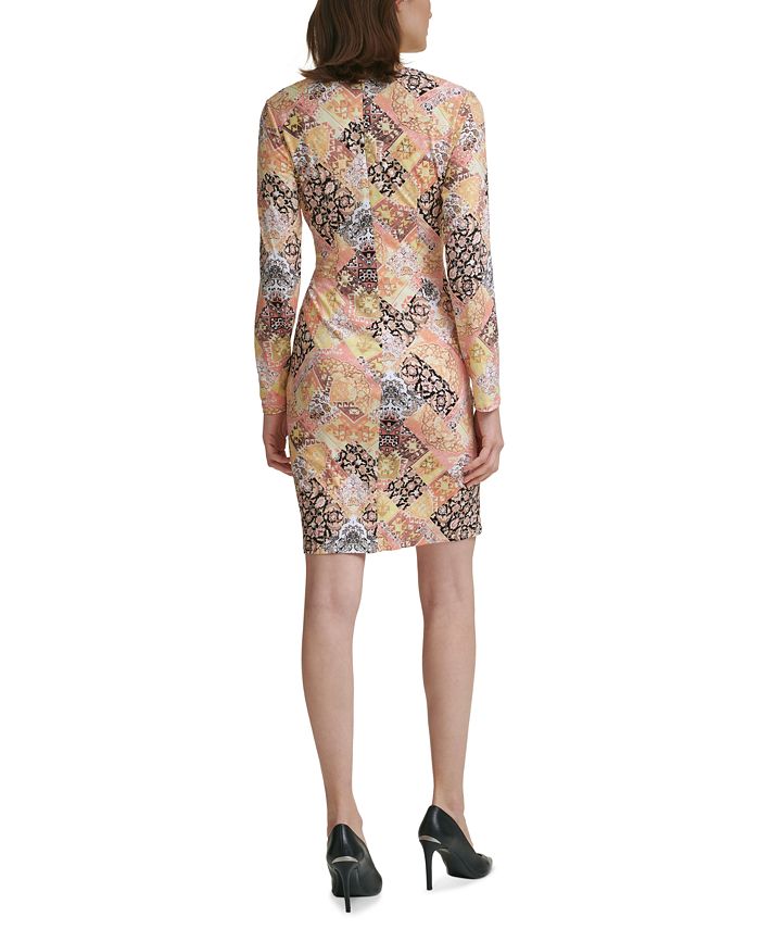 Calvin Klein Patchwork-Print Knit Dress - Macy's