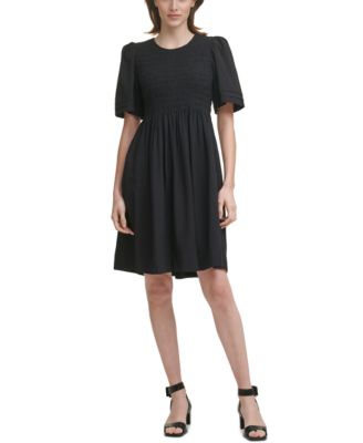 calvin klein smocked midi dress