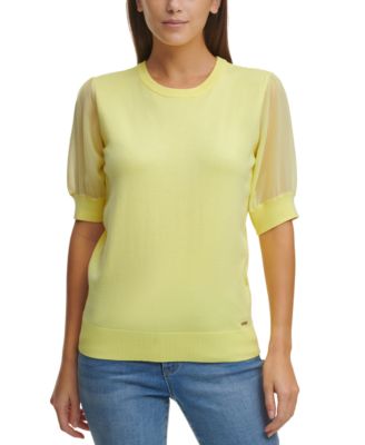 DKNY - Solid Mixed-Media Sweater