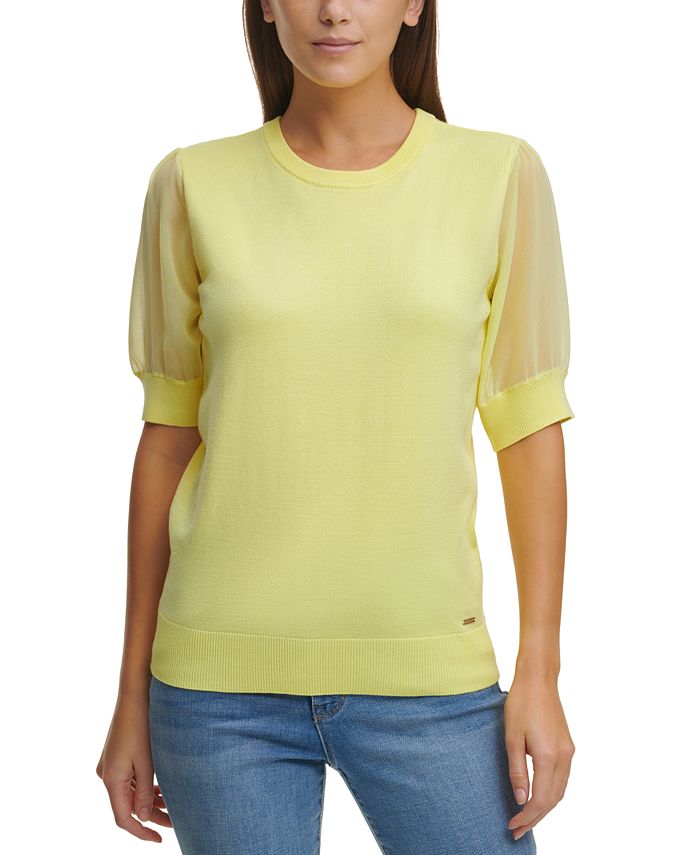 dkny mixed media sweater