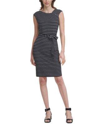 Calvin Klein - Striped Tie-Waist Dress