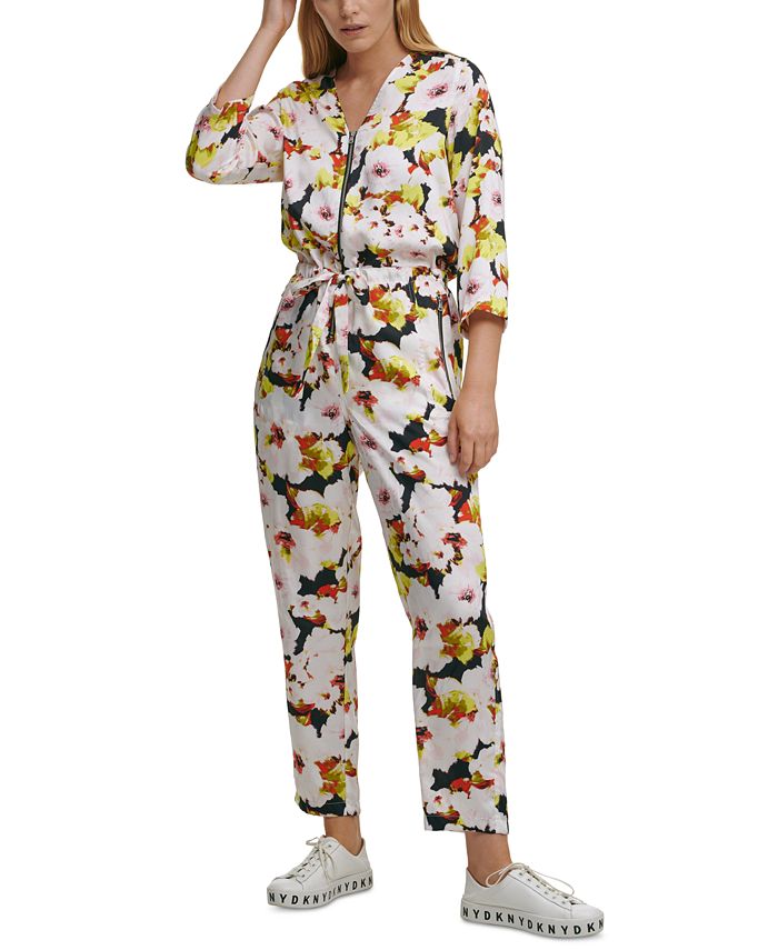 officiel igennem Påstand DKNY Floral-Print Jumpsuit - Macy's