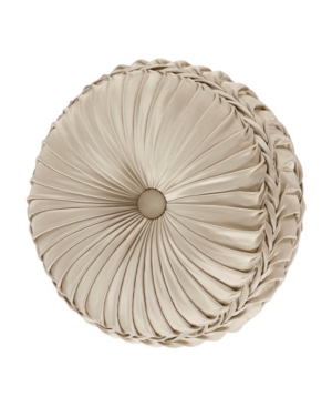 J Queen New York Jacqueline Tufted Decorative Pillow, 15" Round In Ivory