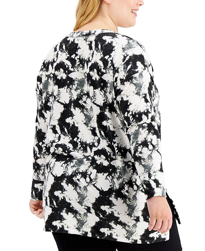 Jenni Plus Size Super Soft Tie Dyed Tunic Pajama Top, Created for Macy