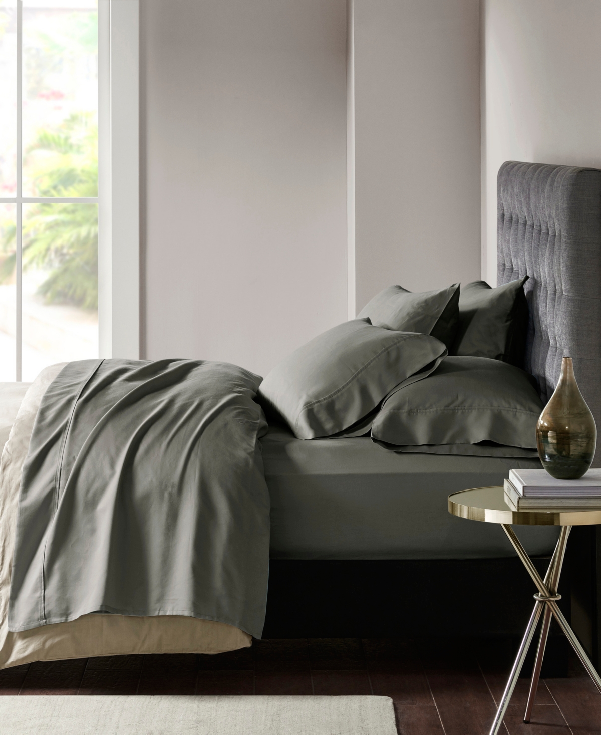 Madison Park 800 Thread Count Cotton Blend Sateen 6-pc. Sheet Set, Queen In Charcoal