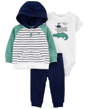 Carter's Baby Boys Striped Little Jacket Set, 3 Pieces In Green
