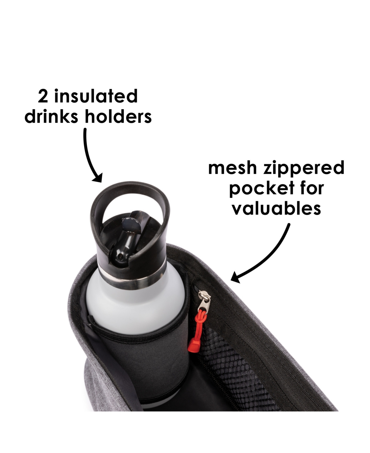 Diono Buggy Buddy Universal Stroller Organizer with Cup Holders, Secure Attachment, Zippered Pockets