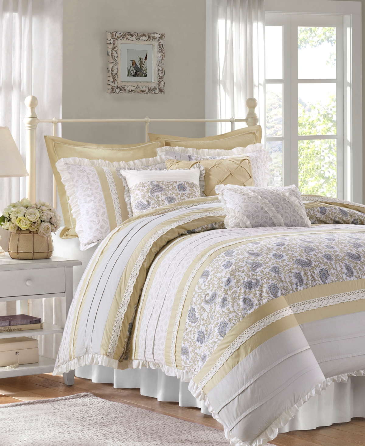 Madison Park Dawn 9-pc.comforter Set, Queen In Yellow