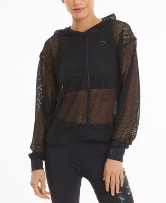 mesh pullover hoodie