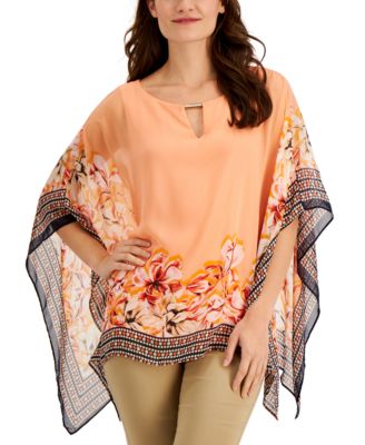 売れ筋商品|||ジェイエムコレクション カットソー トップス レディース Petite Printed Poncho Top, Exclusively at Macy's Eggnog Combo JM Collection Petite Printed Poncho Top, Created for Macy's