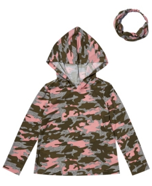 Toddler Girls Hooded Tee with Match Back Headband