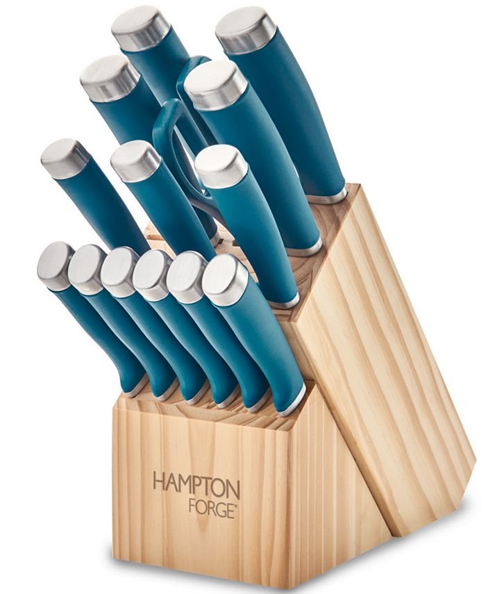 Macy's Hampton Epicure Teal 15Pc. Knife Block Set Macy's