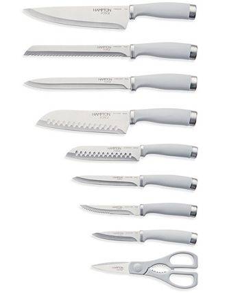 Macy's Hampton Forge Epicure Cool Grey 15-Pc. Knife Block Set - Macy's