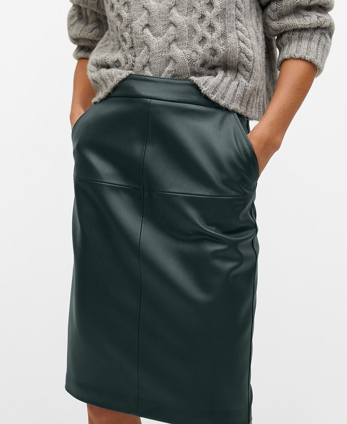 MANGO Women's Faux Leather Pencil Skirt - Macy's
