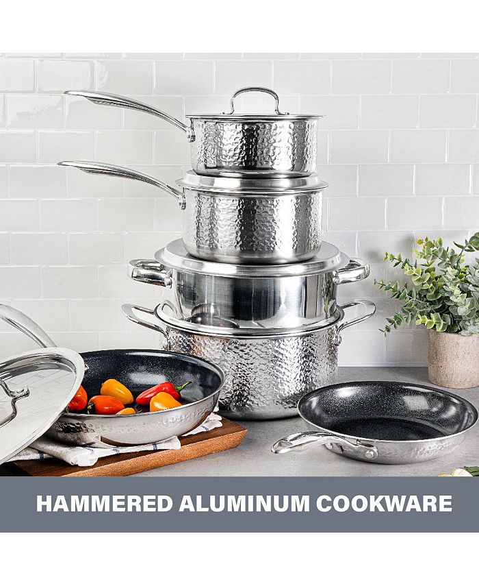 Granite Stone Diamond Hammered Stainless Steel TriPly DiamondInfused