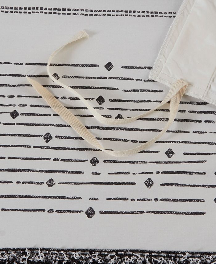 INK+IVY Tenda Doccia In Cotone 100% Con Nappe E Stampa Righe Boho, 183x183 Cm, Bianco/Grigio, Lavabile - 3