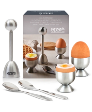 Epare Stainless Steel Egg Topper & Cracker Set For Two In Silver