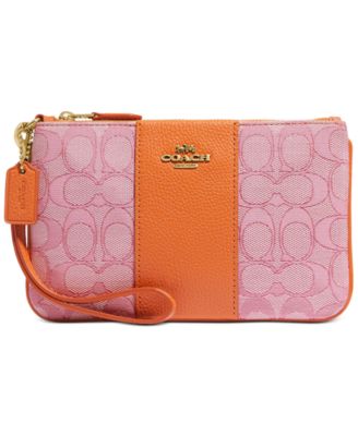 coach signature jacquard wristlet