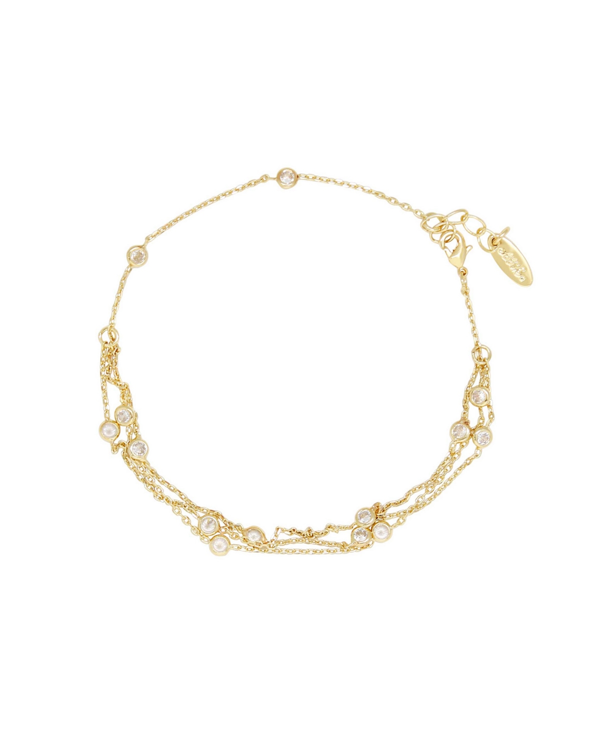 Fine Details Gold Plated Chain Cubic Zirconia Anklet - Gold Plated