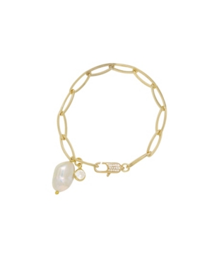 Shop Ettika Gold Plated Paperclip Chain Bracelet With Pearl