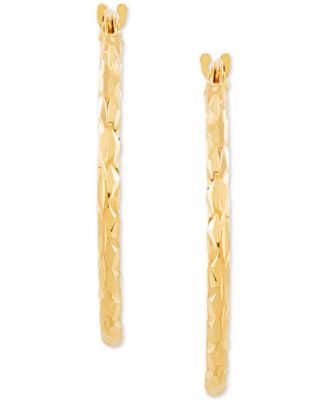 Textured Oval Hoop Earrings in 10k Gold, 1"