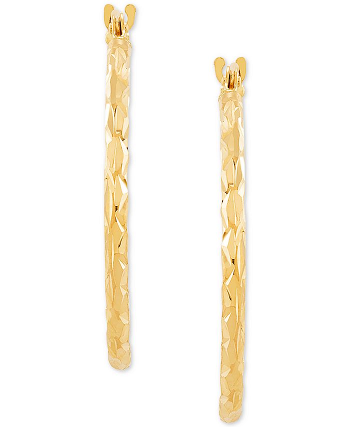 Macy's Textured Oval Hoop Earrings in 10k Gold, 1" Macy's