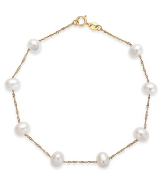 EFFY&reg; Cultured Freshwater Pearl Station Bracelet (5-1/2-6mm) in 14k Gold (Also available in 14k White Gold and 14k Rose Gold)
