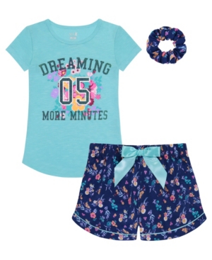 Big Girls Floral Print 2 Piece Short Set with Scrunchie