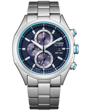 Citizen Eco-drive Men's Chronograph Stainless Steel Bracelet Watch 41mm In Silver