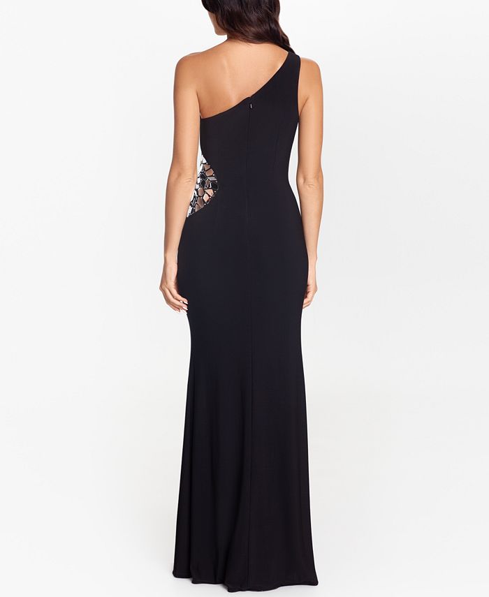 xscape one shoulder gown