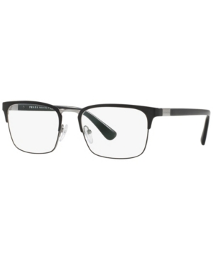 Prada Pr 54tv Men's Rectangle Eyeglasses In Matte Blk