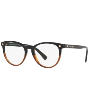 Versace Ve3257 Unisex Round Eyeglasses In Black Hava