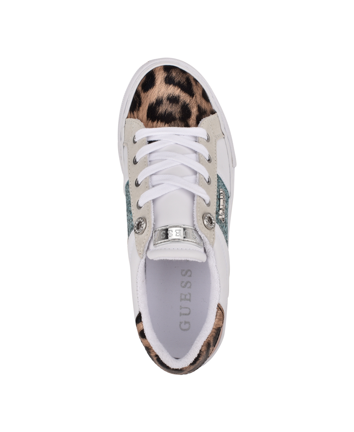 Guess Women's Loven Lace-up Sneakers In White,ocean Leopard