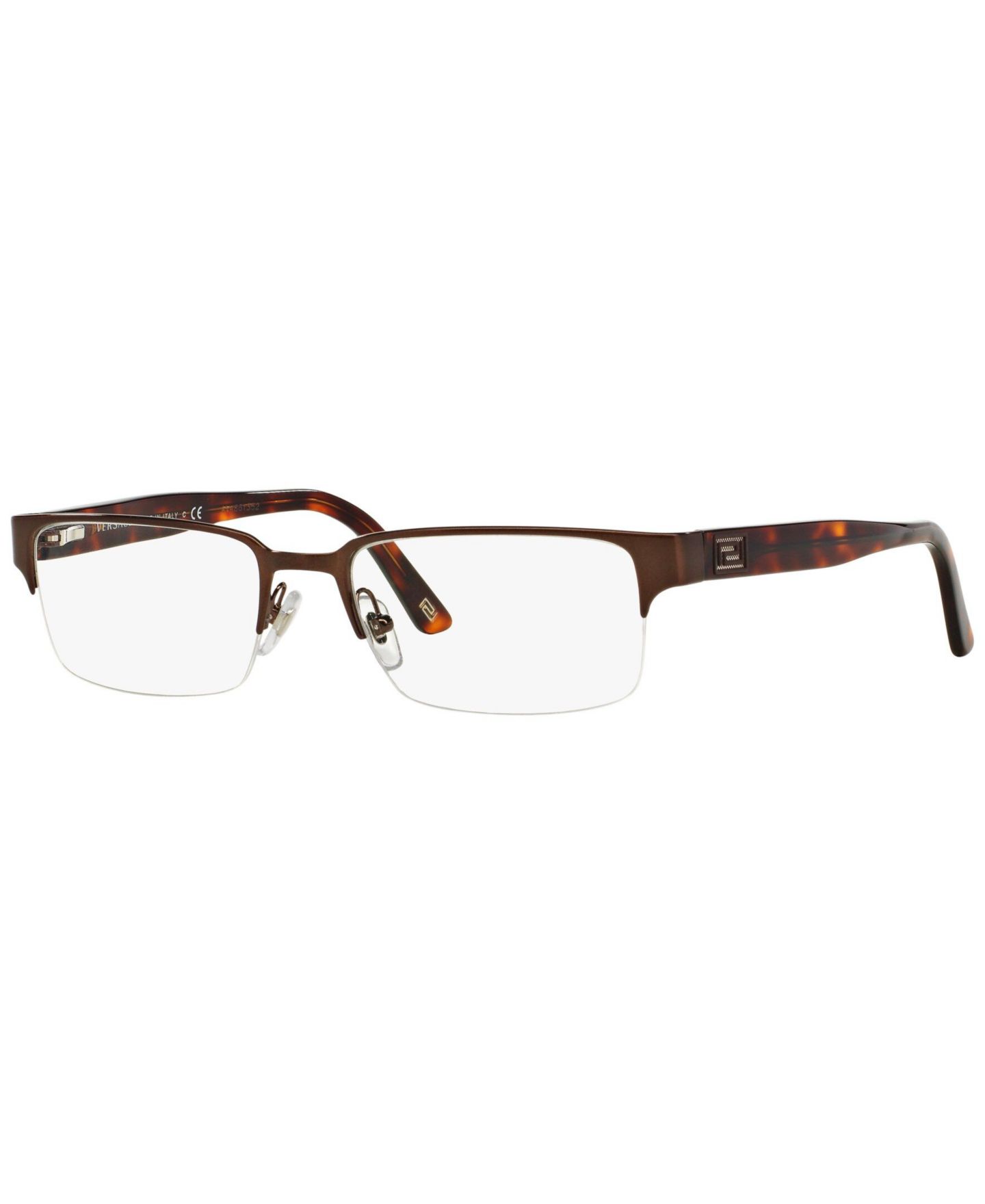 Мужские очки Versace Man Rectangle Metal VE1184 Eyeglasses, цвет: Коричневый — фото 1