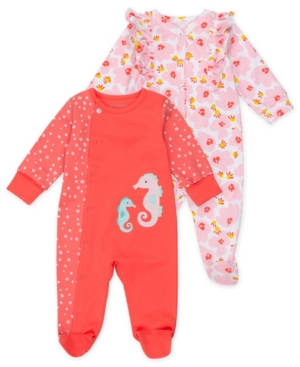 Mac & Moon Baby Girls Sleep Play Sleepsuit with Reef Print 2 Pack