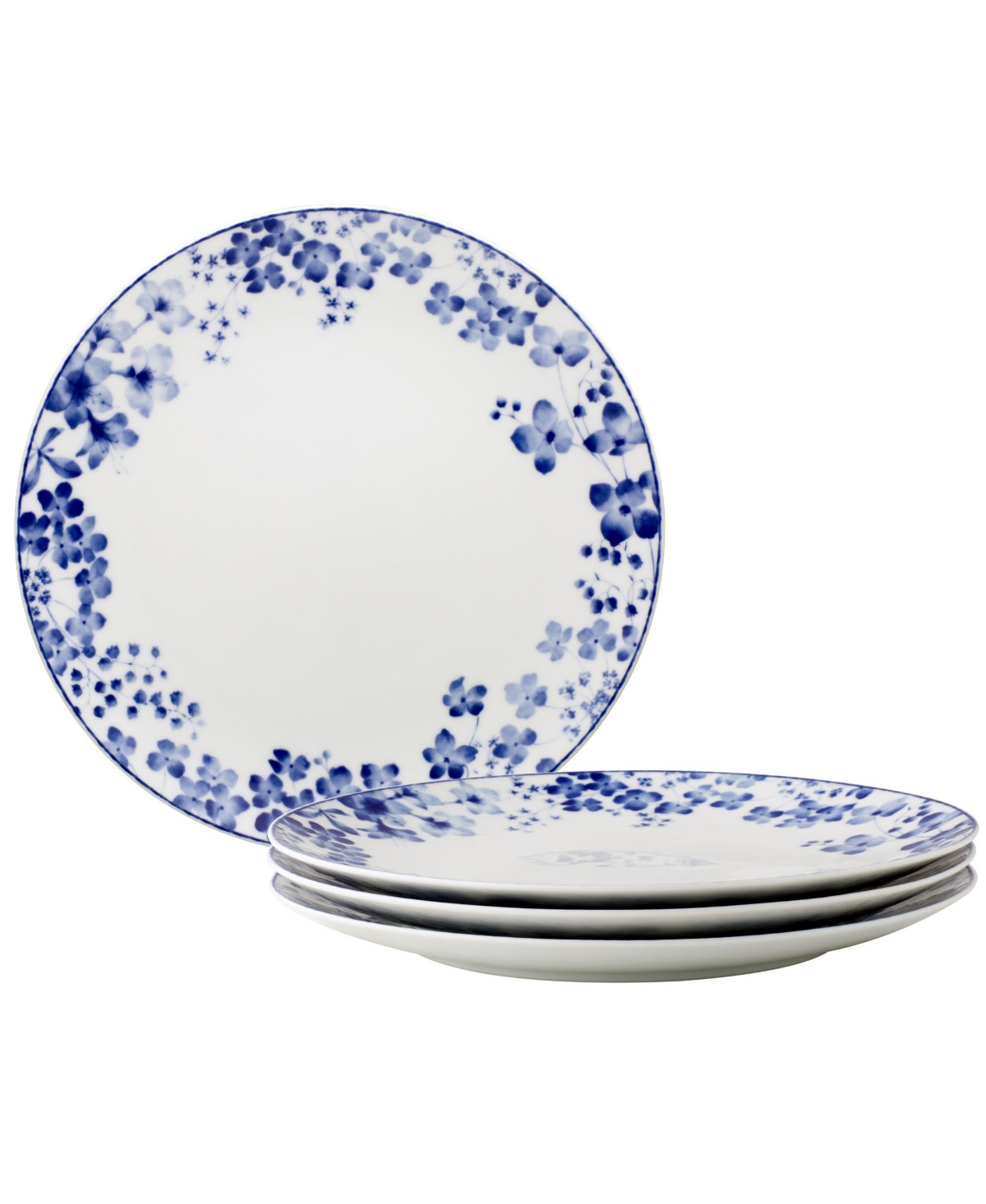 Bloomington Road Set of 4 Dinner Plates, 10 1/2" - White/blue