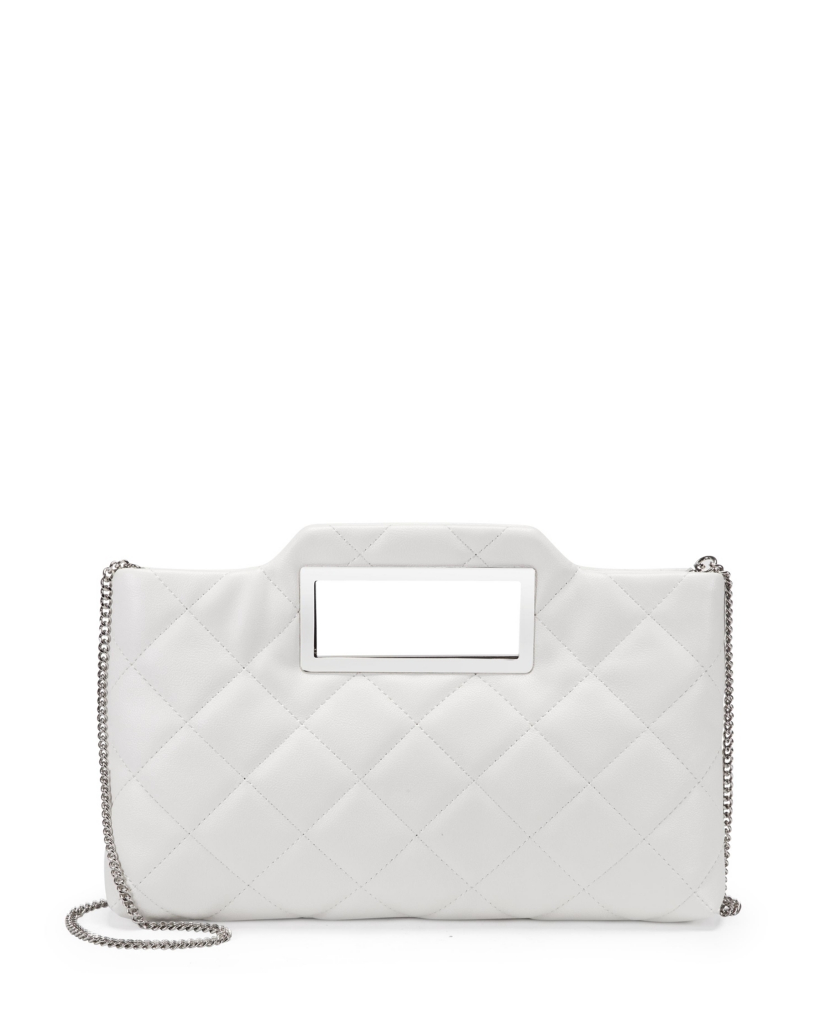 Juditth Handle Quilted Clutch, Exclusively at Macy's - Vanilla/Silver
