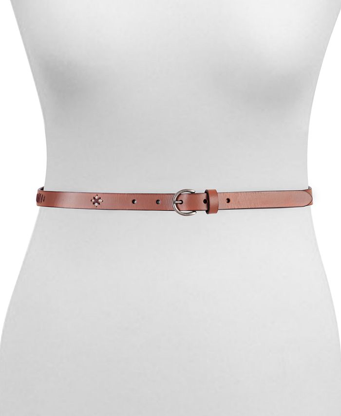 Frye Women's Embroidered Leather Skinny Belt 18MM - Macy's