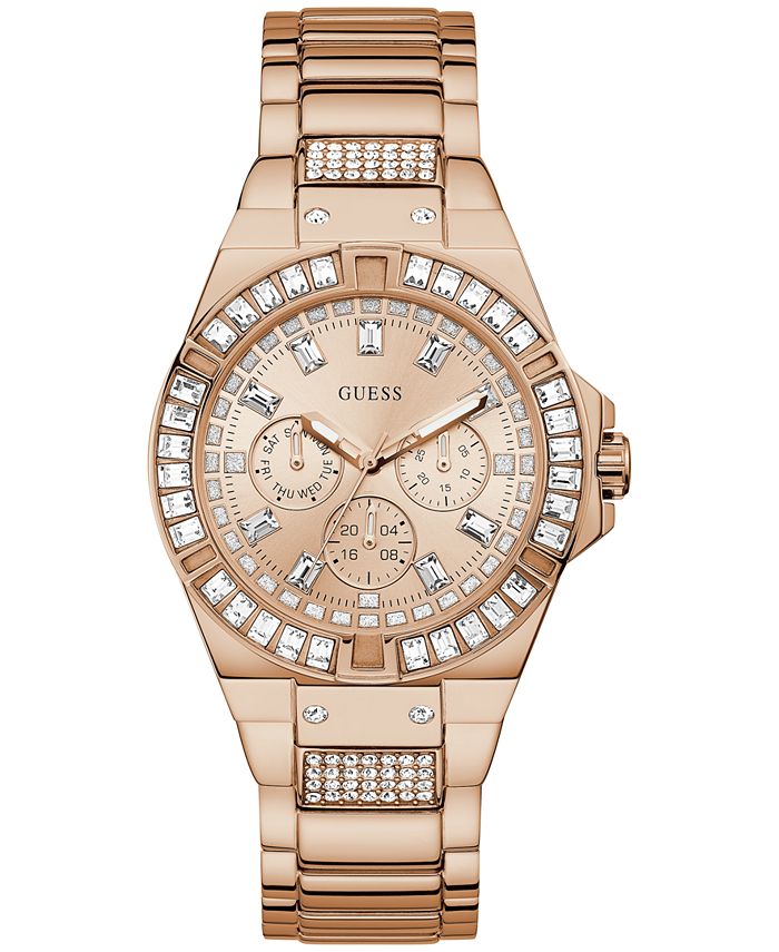 GUESS Unisex Crystal Rose Gold-Tone Stainless Bracelet Watch 39mm & Reviews