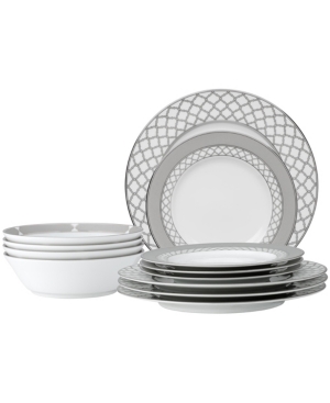 Noritake Eternal Palace 12 Pc Dinnerware Set In White And Platinum