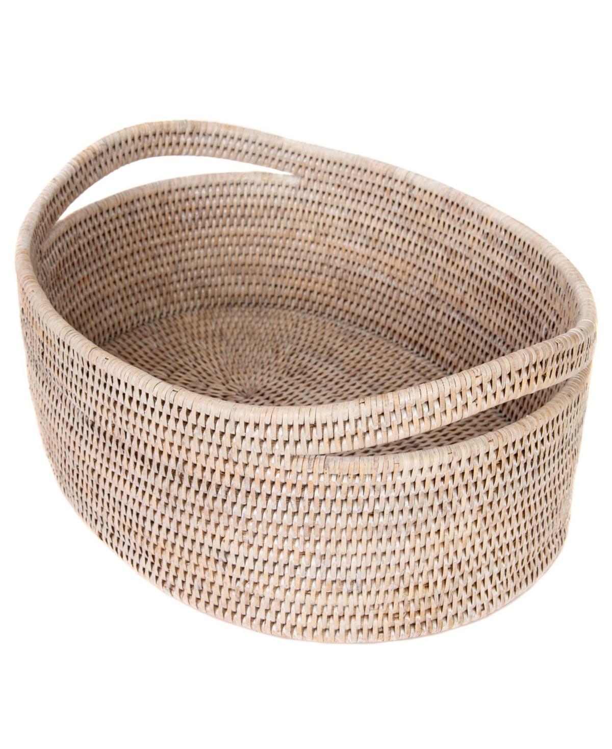 Artifacts Trading Company Artifacts Rattan Oval Basket With Cutout Handles In Open White