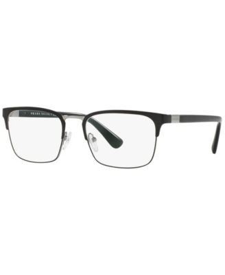 Prada Pr 54TV Men's Rectangle Eyeglasses - Matte Blk